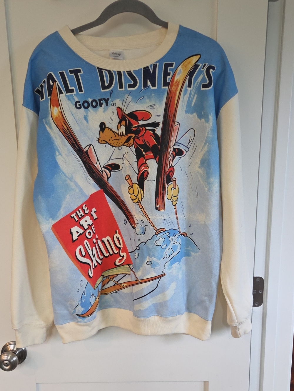 Disney Goofy Ski Graphic Crewneck Sweatshirt - Blue & Cream